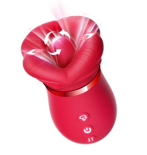 口紅のような見た目の赤い吸引トイ。吸い口が小さく初心者にも使いやすそうな設計