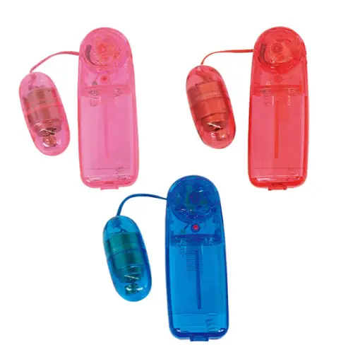 鮮やかなピンクとブルーのコード付きローター。おもちゃっぽさが逆に楽しいデザイン