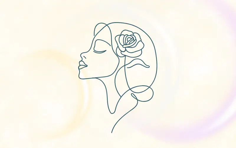 やわらかな光に包まれた女性の横顔イラスト｜年齢と気持ちよさの変化をイメージ